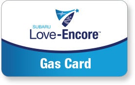Subaru Love Encore gas card image with Subaru Love-Encore logo. | Sierra Subaru of Monrovia in Monrovia CA