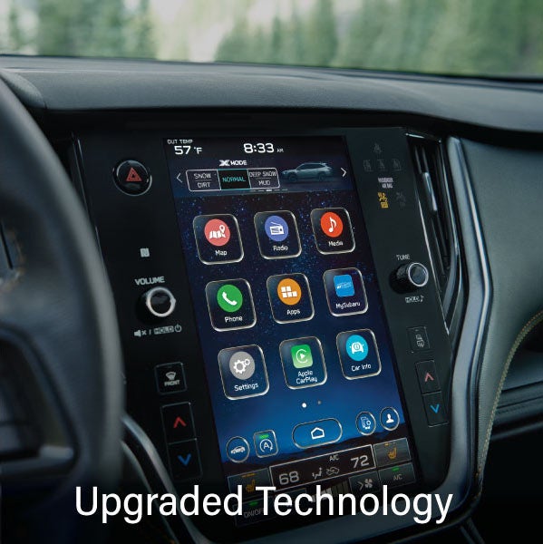 An 8-inch available touchscreen with the words “Ugraded Technology“. | Sierra Subaru of Monrovia in Monrovia CA