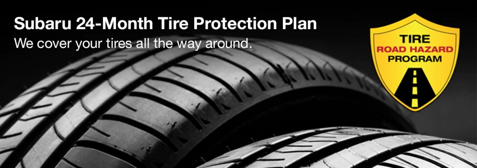 Subaru tire with 24-Month Tire Protection and road hazard program logo. | Sierra Subaru of Monrovia in Monrovia CA